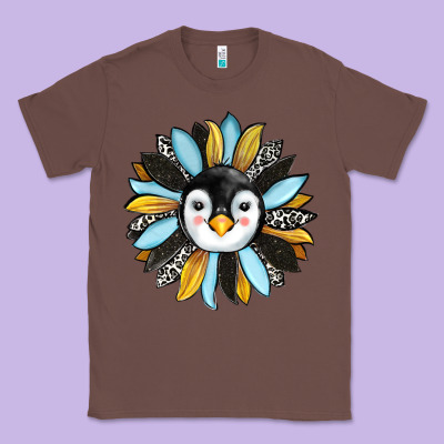 Penguin Sunflower Classic Tee Designed By Ranaportraitstore