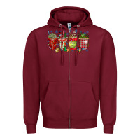 Burgundy christmas drink Zipper Hoodie - CowhideDigitalArt
