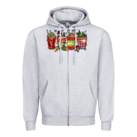 Heather Grey christmas drink Zipper Hoodie - CowhideDigitalArt