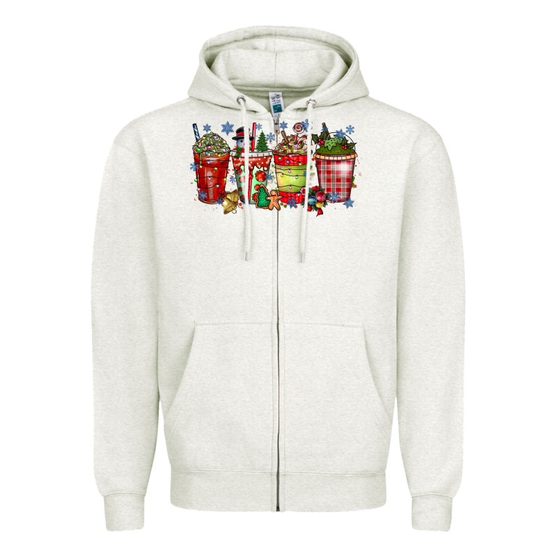 Christmas Drink Zipper Hoodie by CowhideDigitalArt | Teevron