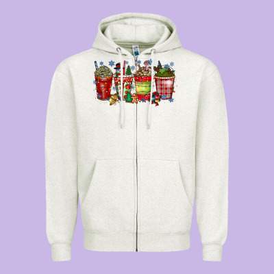 Christmas Drink Zipper Hoodie Designed By Cowhidedigitalart
