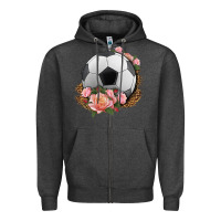 Charcoal Heather western soccer with roses Zipper Hoodie - HRA Design Shop