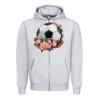 Heather Grey western soccer with roses Zipper Hoodie - HRA Design Shop
