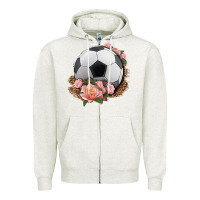 Oatmeal Heather western soccer with roses Zipper Hoodie - HRA Design Shop
