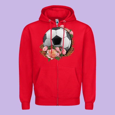 Western Soccer With Roses Zipper Hoodie Designed By Hra Design Shop
