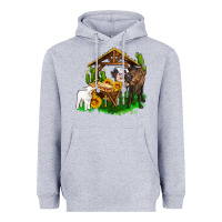 Heather Grey jesus holy night cows and sunflowers Heavyweight Hoodie - AdoDesignShop