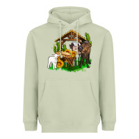 Matcha jesus holy night cows and sunflowers Heavyweight Hoodie - AdoDesignShop