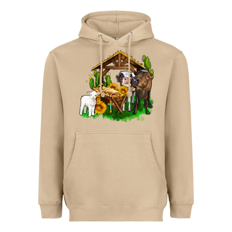 Jesus Holy Night Cows And Sunflowers Heavyweight Hoodie by AdoDesignShop | Teevron