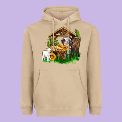 Jesus Holy Night Cows And Sunflowers Heavyweight Hoodie Designed By Adodesignshop