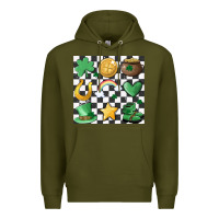 Army Green checker board lucky charms Premium Hoodie - MaliasSmallBusiness