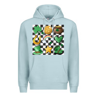 Blue Mist checker board lucky charms Premium Hoodie - MaliasSmallBusiness