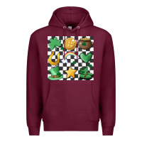 Burgundy checker board lucky charms Premium Hoodie - MaliasSmallBusiness
