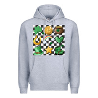 Heather Grey checker board lucky charms Premium Hoodie - MaliasSmallBusiness