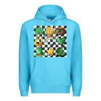 Ocean Blue checker board lucky charms Premium Hoodie - MaliasSmallBusiness