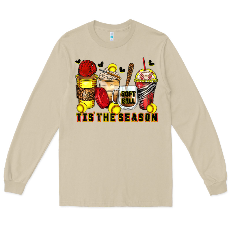 Tis' The Season Softball Coffee Cups Long Sleeve Tee by Zillion Design Studio | Teevron
