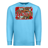 Ocean Blue fiesta with sombrero background Premium Sweatshirt - Artiststas