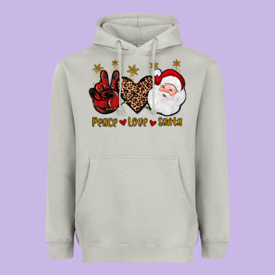 Peace Love Santa Heavyweight Hoodie Designed By Jahusdesignshop