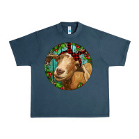 Midnight Navy Farm Goat Christmas Urban Heavy Tee - RanaPortraitStore