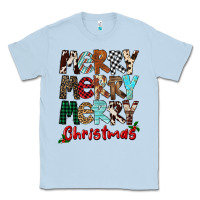 Dusty Blue Merry Christmas Classic Tee - FaDigitalArtStudio