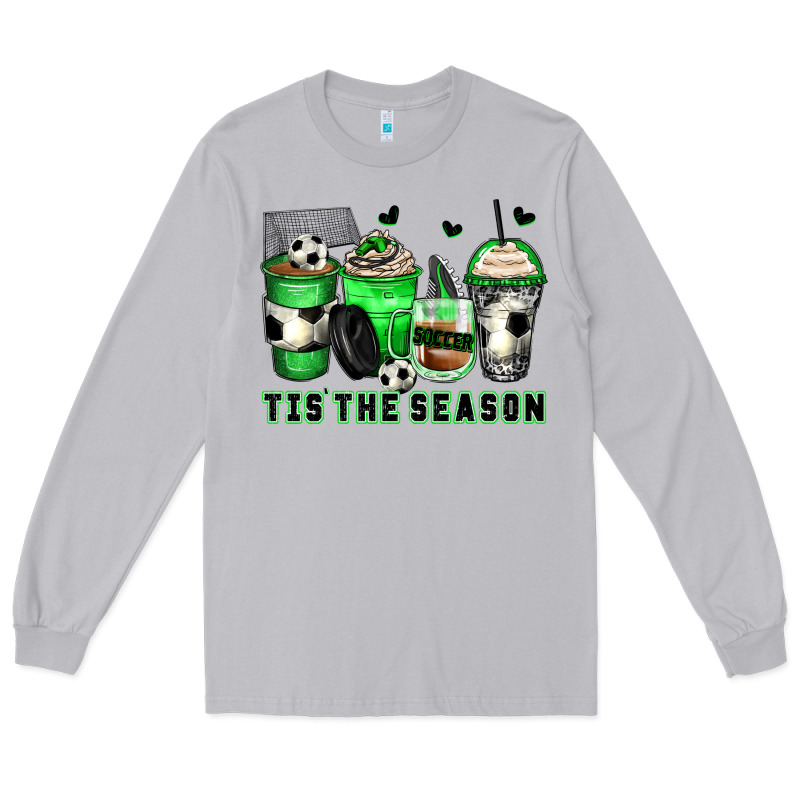 Tis' The Season Soccer Coffee Cups Long Sleeve Tee by Zillion Design Studio | Teevron