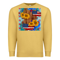 Antique Gold usa map with sunflowers and leopard seamless pattern Premium Sweatshirt - BundleAndBundleShop