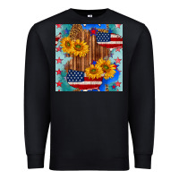 Black usa map with sunflowers and leopard seamless pattern Premium Sweatshirt - BundleAndBundleShop