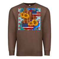 Chestnut usa map with sunflowers and leopard seamless pattern Premium Sweatshirt - BundleAndBundleShop