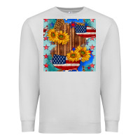 Dove Grey usa map with sunflowers and leopard seamless pattern Premium Sweatshirt - BundleAndBundleShop