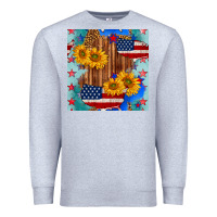 Heather Grey usa map with sunflowers and leopard seamless pattern Premium Sweatshirt - BundleAndBundleShop