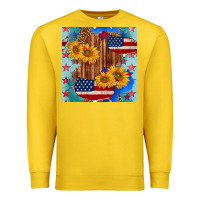Lemon usa map with sunflowers and leopard seamless pattern Premium Sweatshirt - BundleAndBundleShop