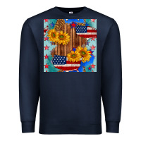 Navy usa map with sunflowers and leopard seamless pattern Premium Sweatshirt - BundleAndBundleShop
