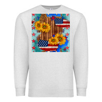 Oatmeal Heather usa map with sunflowers and leopard seamless pattern Premium Sweatshirt - BundleAndBundleShop