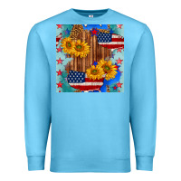Ocean Blue usa map with sunflowers and leopard seamless pattern Premium Sweatshirt - BundleAndBundleShop