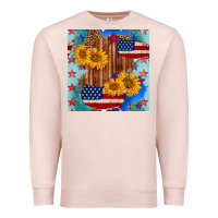 Pale Pink usa map with sunflowers and leopard seamless pattern Premium Sweatshirt - BundleAndBundleShop