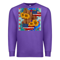 Purple usa map with sunflowers and leopard seamless pattern Premium Sweatshirt - BundleAndBundleShop
