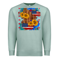 Seafoam usa map with sunflowers and leopard seamless pattern Premium Sweatshirt - BundleAndBundleShop