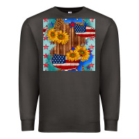 Smoke usa map with sunflowers and leopard seamless pattern Premium Sweatshirt - BundleAndBundleShop