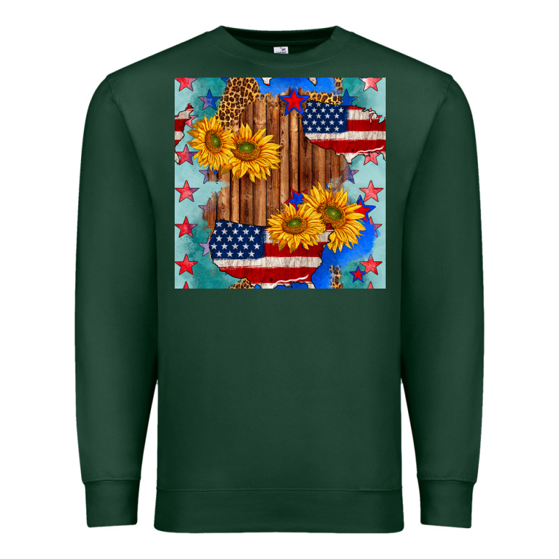 Usa Map With Sunflowers And Leopard Seamless Pattern Premium Sweatshirt by BundleAndBundleShop | Teevron