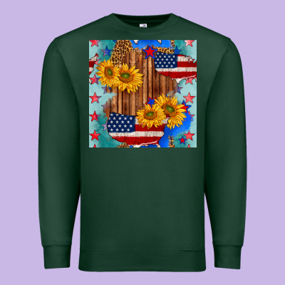 Usa Map With Sunflowers And Leopard Seamless Pattern Premium Sweatshirt Designed By Bundleandbundleshop