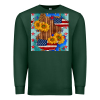 Sports Green usa map with sunflowers and leopard seamless pattern Premium Sweatshirt - BundleAndBundleShop