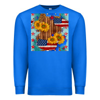 True Royal usa map with sunflowers and leopard seamless pattern Premium Sweatshirt - BundleAndBundleShop