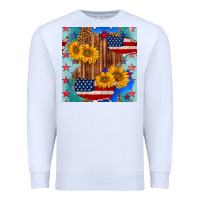 White usa map with sunflowers and leopard seamless pattern Premium Sweatshirt - BundleAndBundleShop
