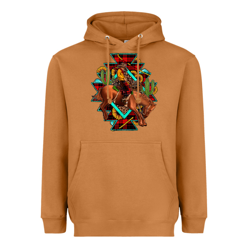 Aztec Rodeo Cowboy Christmas Heavyweight Hoodie by JahusDesignShop | Teevron