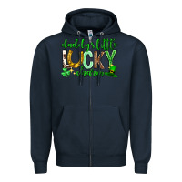 Navy St. Patrick's Day Daddy's little lucky charm Zipper Hoodie - Neo Western