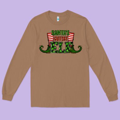 Santa's Cutest Elf Christmas Long Sleeve Tee Designed By Ranaportraitstore