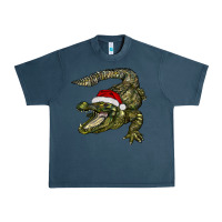 Midnight Navy Christmas alligator Urban Heavy Tee - BarkalooDesign