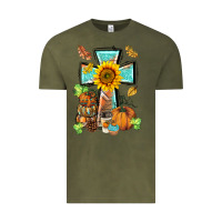 Vintage Olive western thankful cross pumpkin Vintage Tee - BarkalooDesign