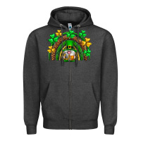 Charcoal Heather St. Patrick's Day gnome rainbow Zipper Hoodie - Neo Western
