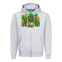 Heather Grey St. Patrick's Day gnome rainbow Zipper Hoodie - Neo Western