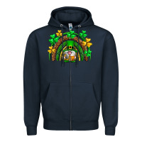 Navy St. Patrick's Day gnome rainbow Zipper Hoodie - Neo Western